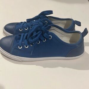 BURNETIE MENS BLUE OX VINTAGE LOW TOP SNEAKER 8M LEATHER CAP TOE GUC